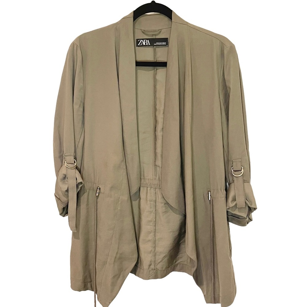 Zara Open Front Draped Utility Cardigan Jacket | Size: Medium